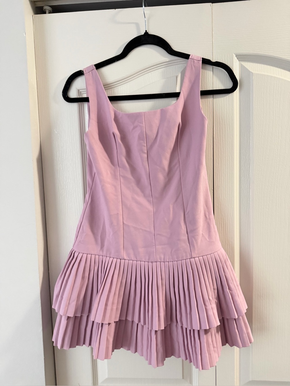 Zara Lilac Sleeveless Pleated Tiered Mini Dress